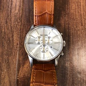 Nixon Sentry Chrono Leather, Saddle Gator, 38 MM